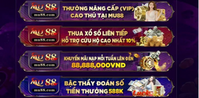 Các loại khuyến mãi có tại nhà cái mu88 Các loại khuyến mãi có tại nhà cái mu88