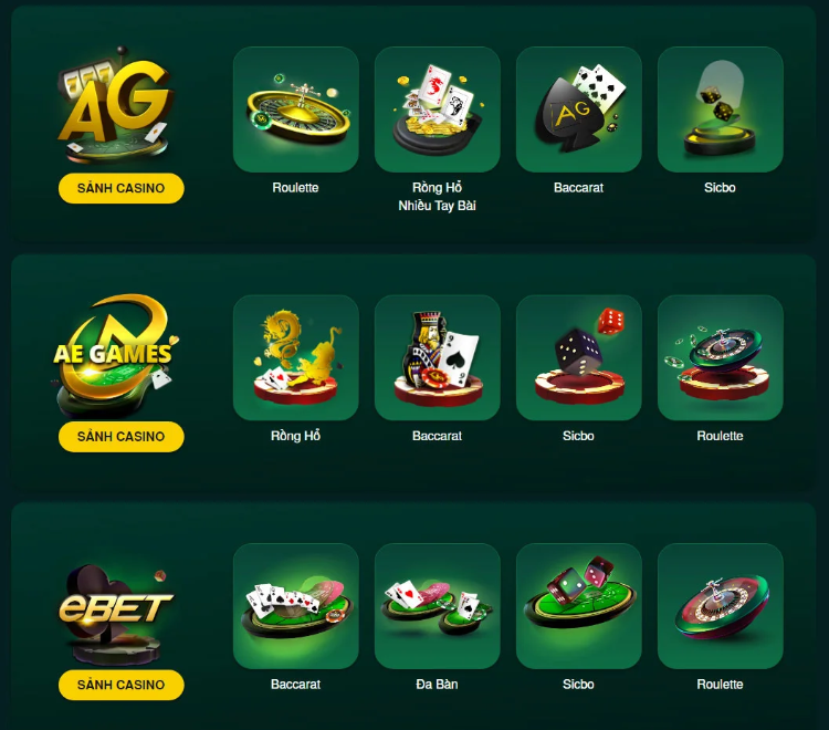 Các sảnh chơi hấp dẫn tại nhà cái Các sảnh chơi hấp dẫn tại nhà cái