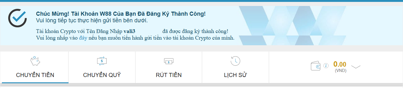 Đăng ký W88 thành công Đăng ký W88 thành công